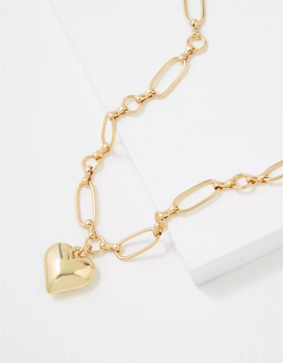 Bijoux American Eagle AEO Gold Chunky Heart Necklace Doré Femme | LRX-88451956